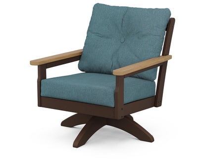POLYWOOD® Vineyard Deep Seating Swivel Chair in Mahogany / Natural / Ocean Teal