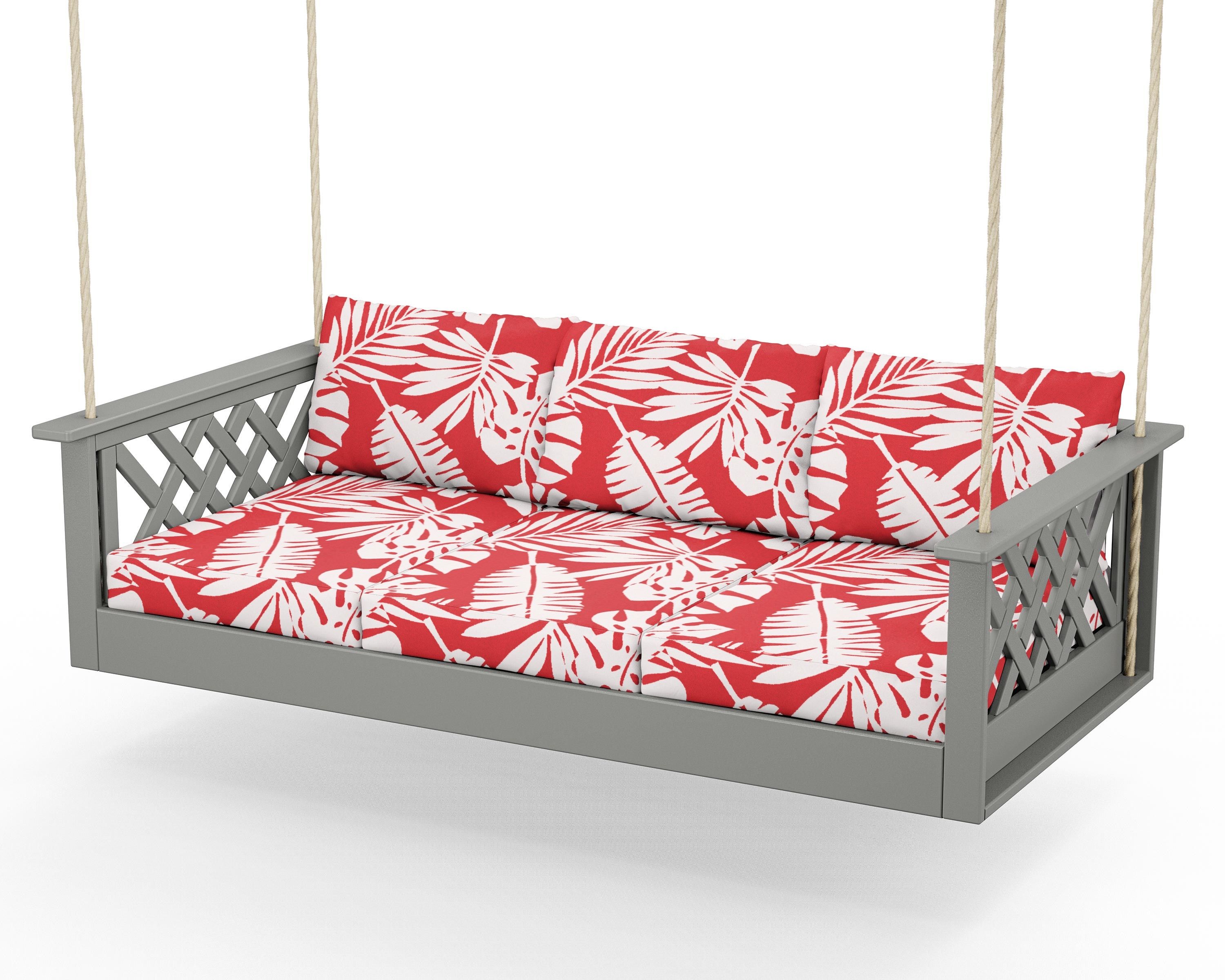 Country Living Wovendale Daybed Swing in Slate Grey / Leaf Crimson