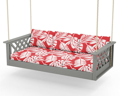 Country Living Wovendale Daybed Swing in Slate Grey / Leaf Crimson