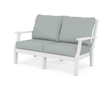 Martha Stewart by POLYWOOD® Chinoiserie Deep Seating Loveseat in White / Spa