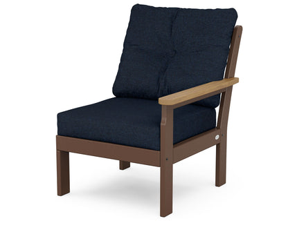 POLYWOOD® Vineyard Modular Right Arm Chair in Mahogany / Natural / Marine Indigo