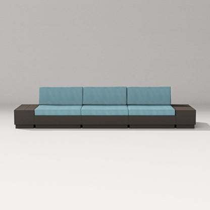 PW Designer Series Elevate Straight Sectional in Vintage Coffee / Lattice Sky Blue