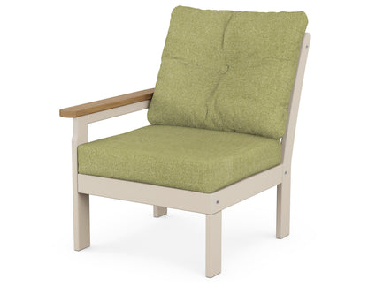 POLYWOOD® Vineyard Modular Left Arm Chair in Sand / Natural / Chartreuse Boucle