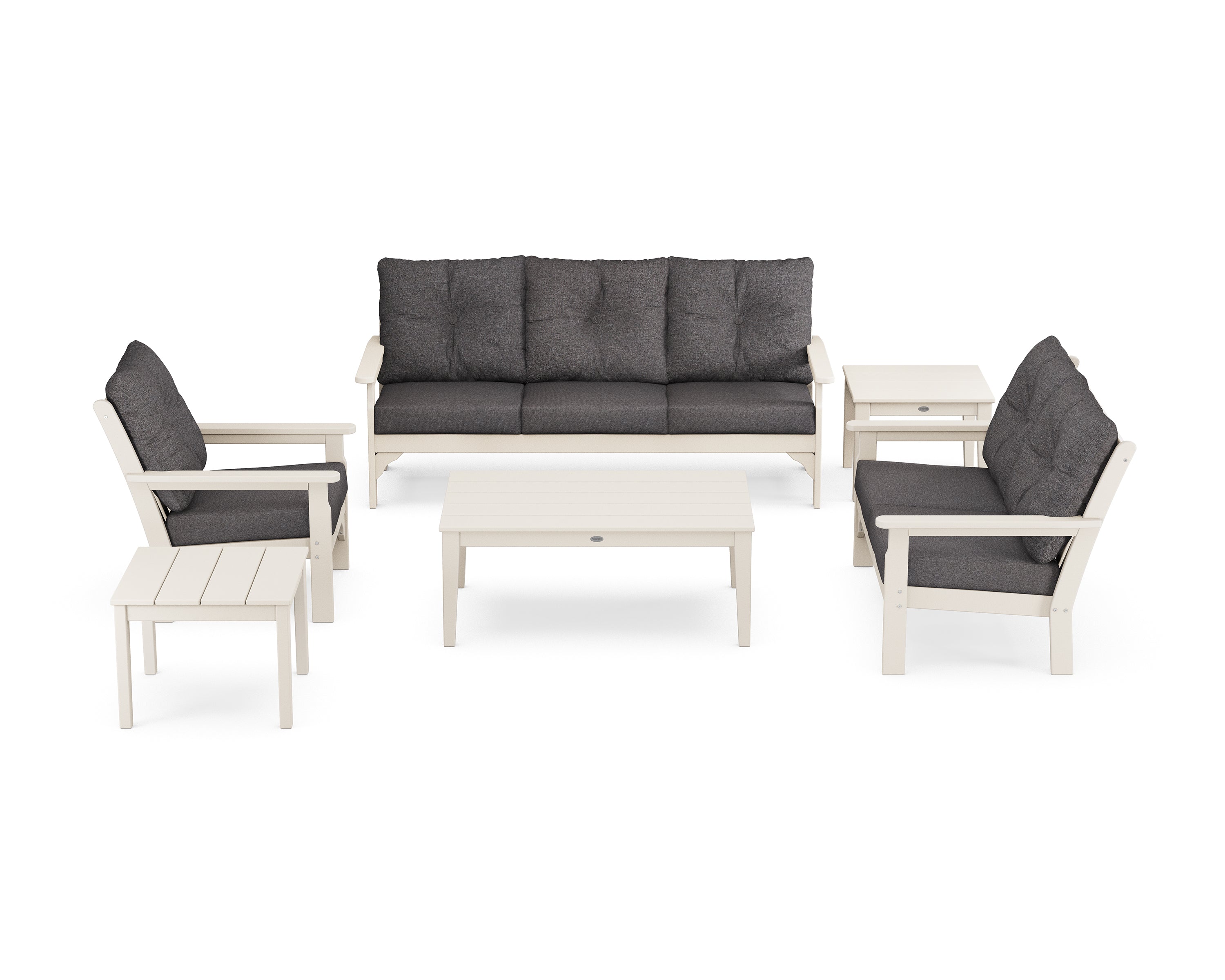 POLYWOOD® Vineyard 6-Piece Deep Seating Set in Sand / Ash Charcoal