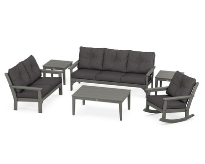 POLYWOOD® Vineyard 6-Piece Deep Seating Set in Slate Grey / Ash Charcoal
