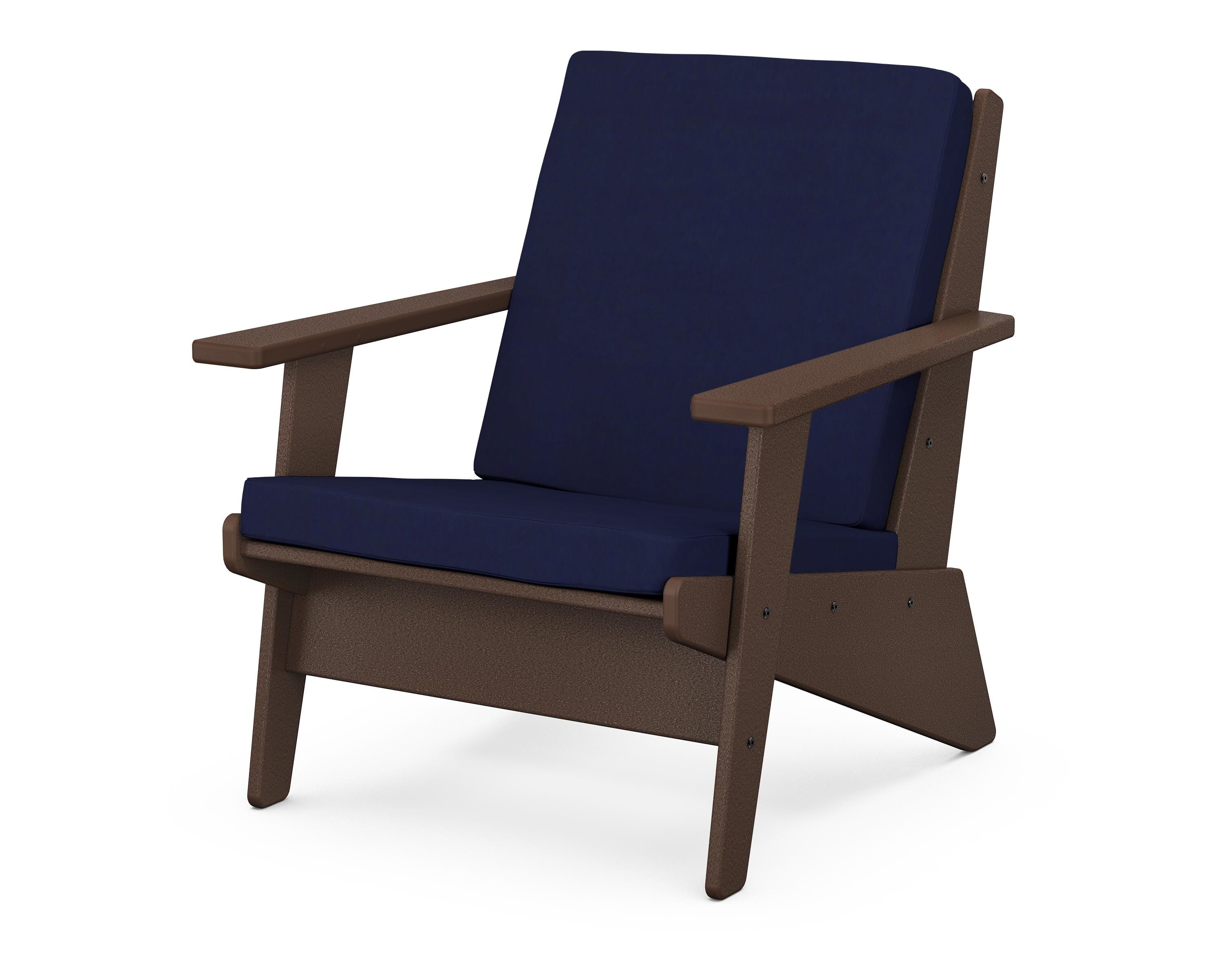 POLYWOOD® Riviera Modern Lounge Chair in Mahogany / Navy