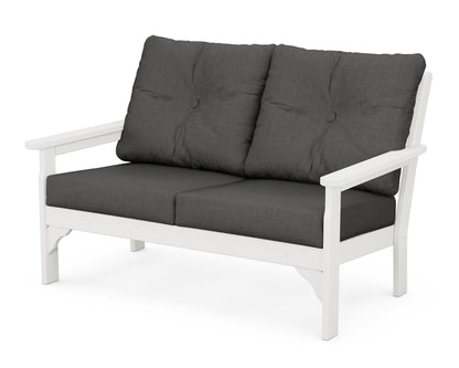 POLYWOOD® Vineyard Deep Seating Loveseat in Vintage White / Spectrum Carbon