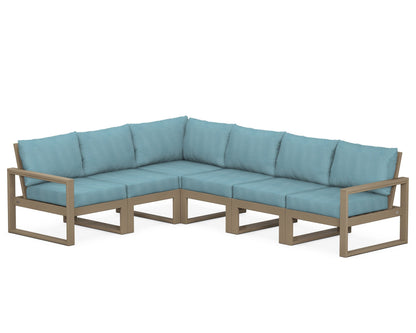 POLYWOOD® EDGE 6-Piece Modular Deep Seating Set in Vintage Sahara / Lattice Sky Blue