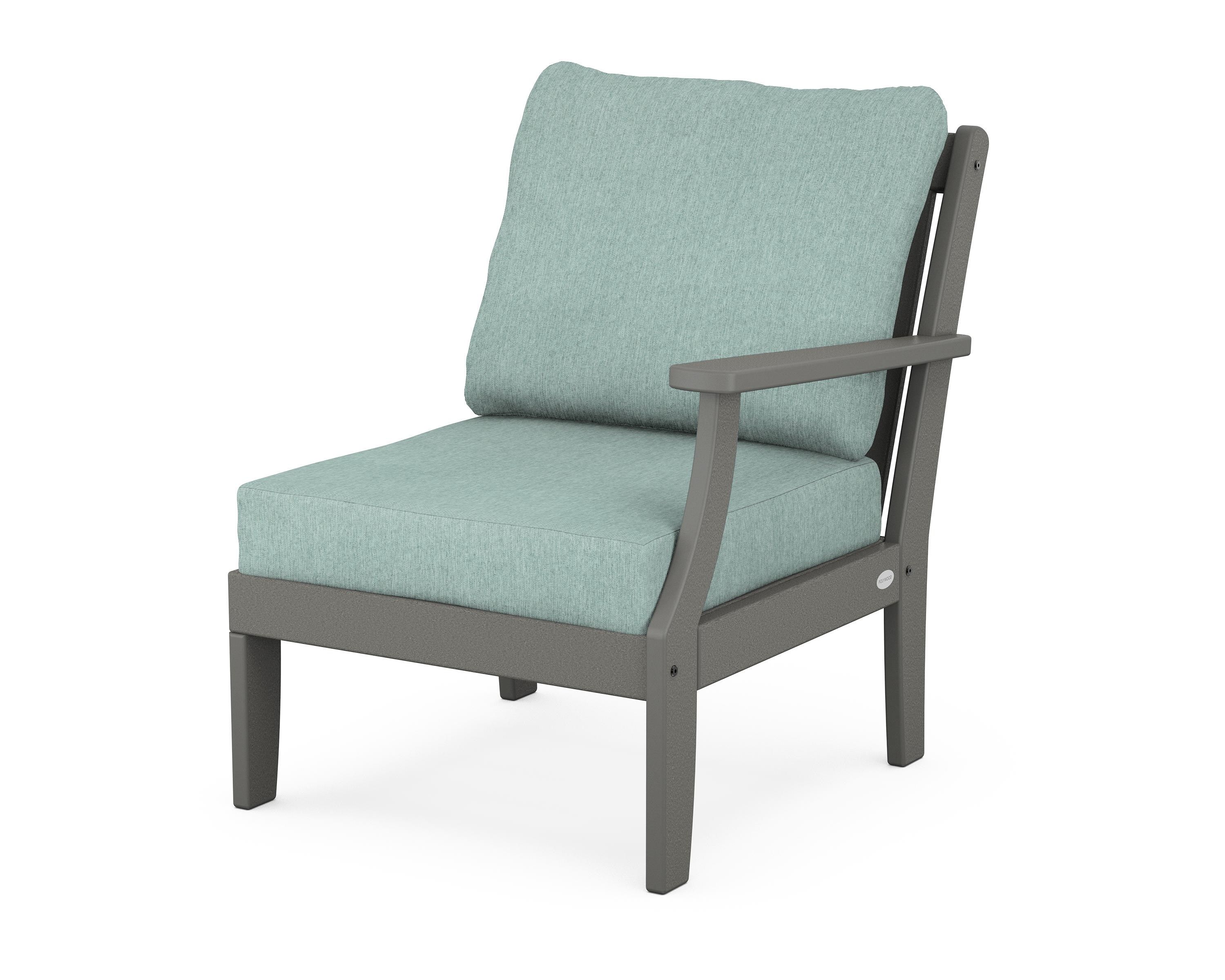 POLYWOOD® Braxton Modular Right Arm Chair in Slate Grey / Glacier Spa