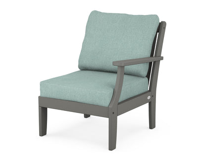 POLYWOOD® Braxton Modular Right Arm Chair in Slate Grey / Glacier Spa