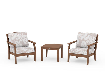 Draper James™ by  POLYWOOD® Savannah 3-Piece Deep Seating Set in Teak / Leaf Dune Burlap