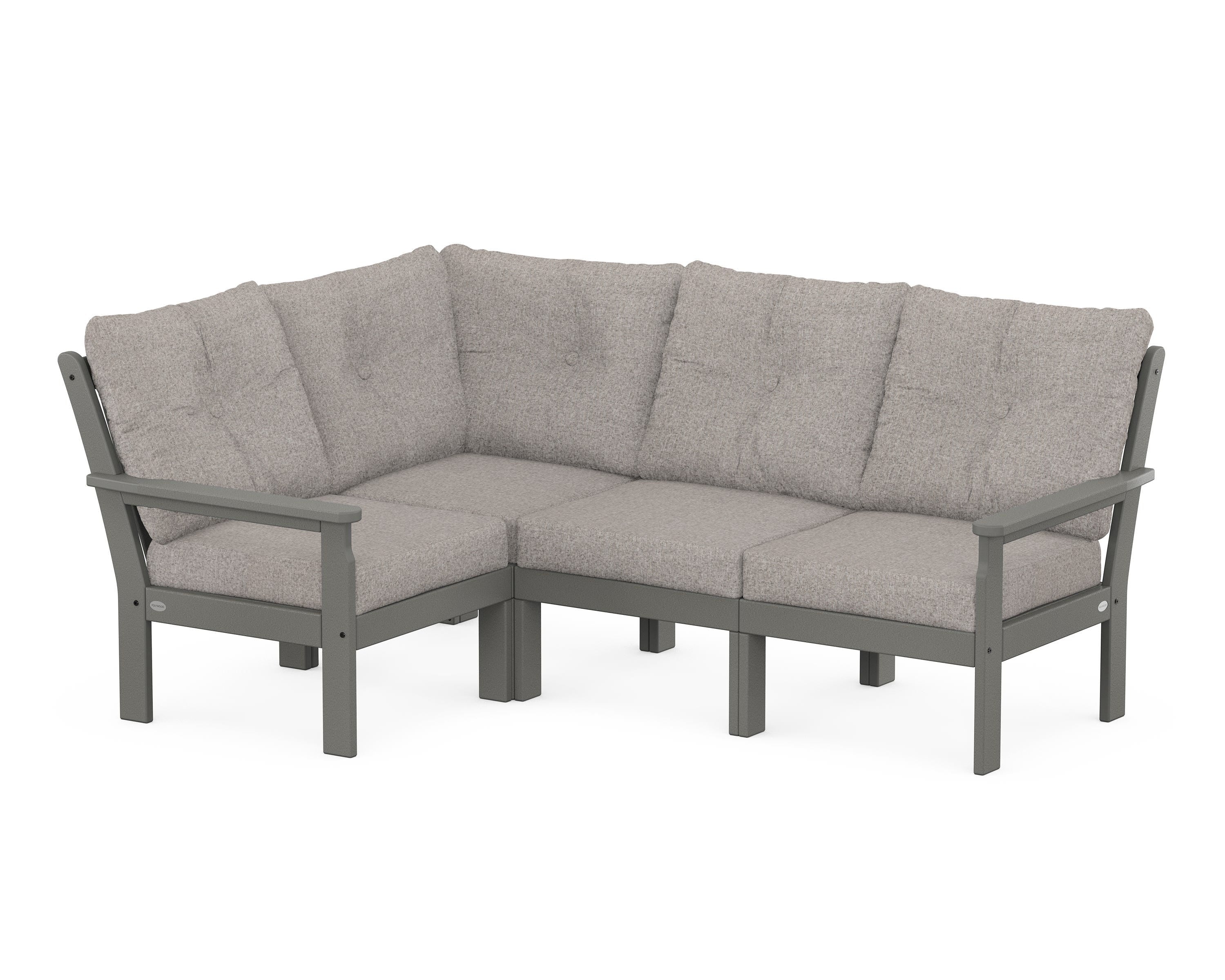 POLYWOOD® Vineyard 4-Piece Sectional in Slate Grey / Weathered Tweed
