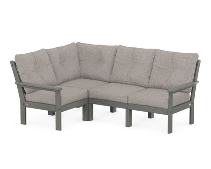 POLYWOOD® Vineyard 4-Piece Sectional in Slate Grey / Weathered Tweed