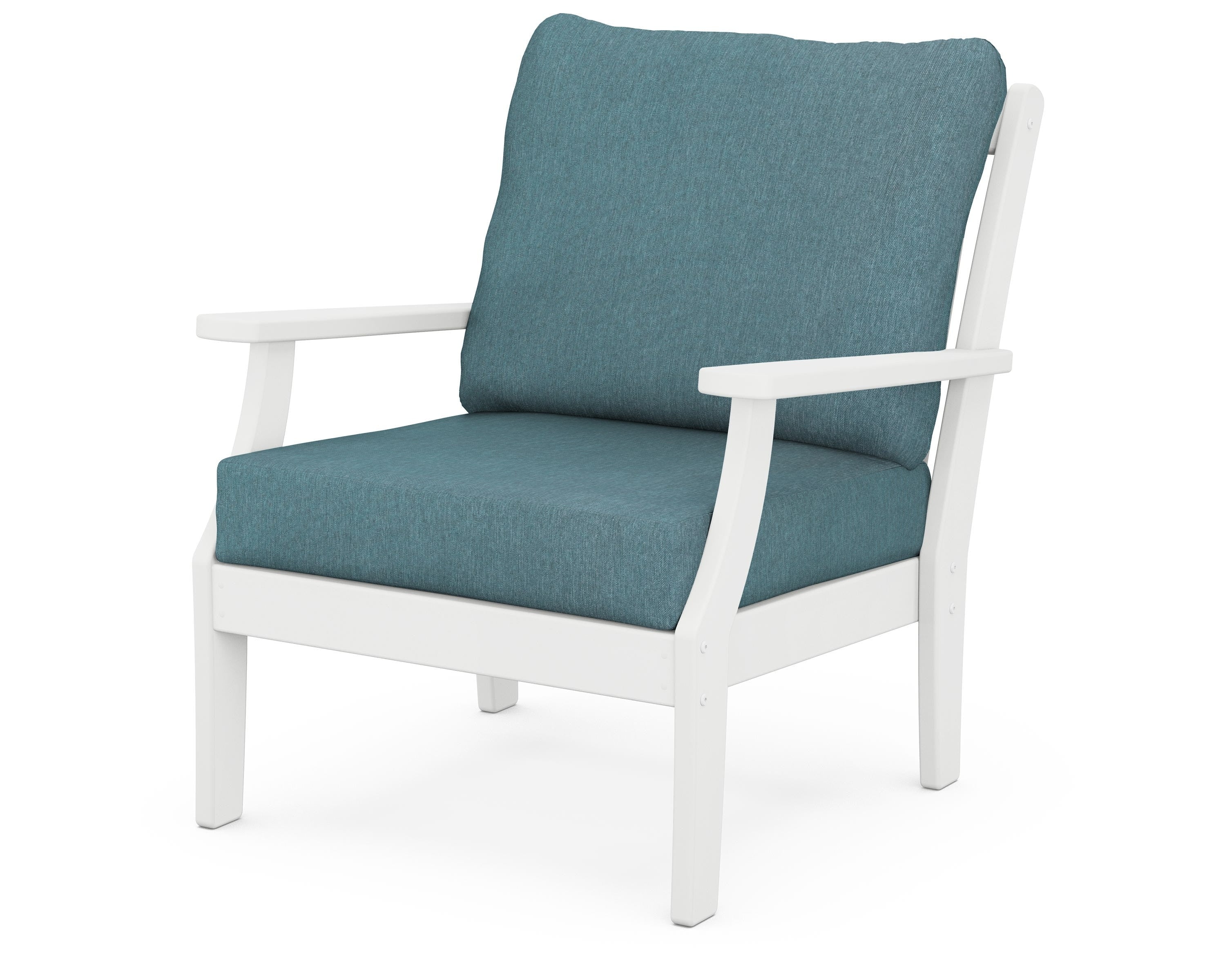 POLYWOOD® Braxton Deep Seating Chair in White / Ocean Teal