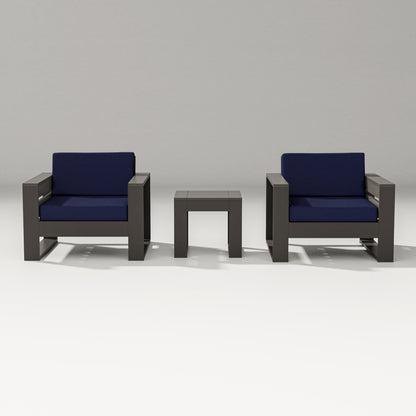 PW Designer Series Latitude 3-Piece Lounge Chair Set in Vintage Coffee / Navy
