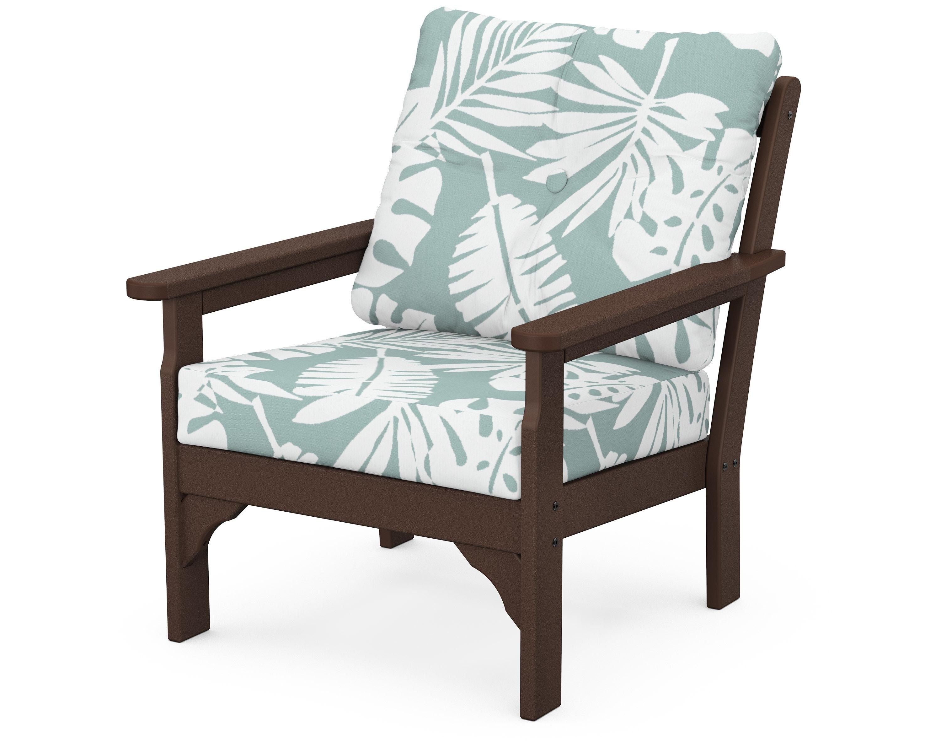 POLYWOOD® Vineyard Deep Seating Chair in Mahogany / Leaf Glacier Spa
