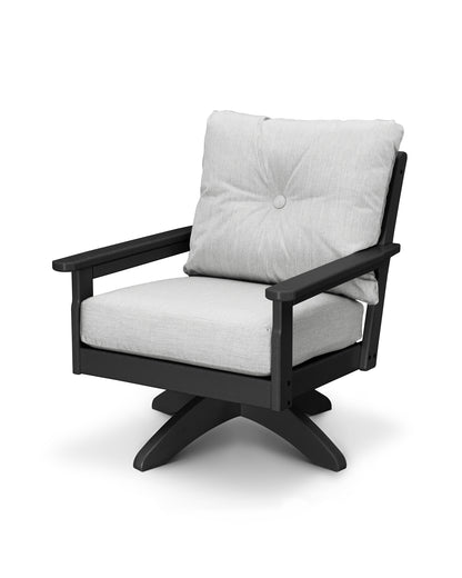 POLYWOOD® Vineyard Deep Seating Swivel Chair in Black / Granite