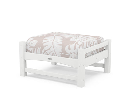 POLYWOOD® Club Ottoman in White / Leaf Dune Burlap