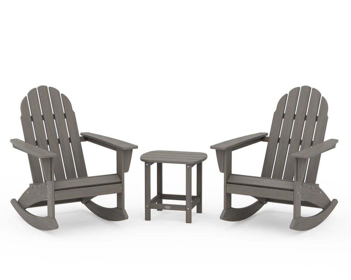 Vineyard 3-Piece Adirondack Rocking Chair Set with South Beach 18" Side Table