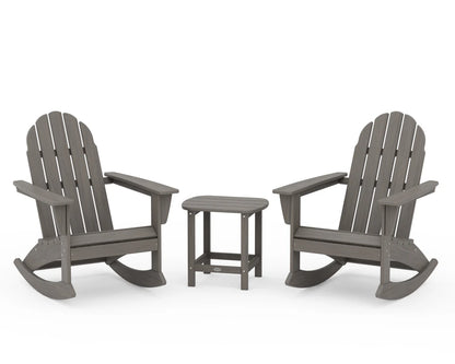 Vineyard 3-Piece Adirondack Rocking Chair Set with South Beach 18" Side Table