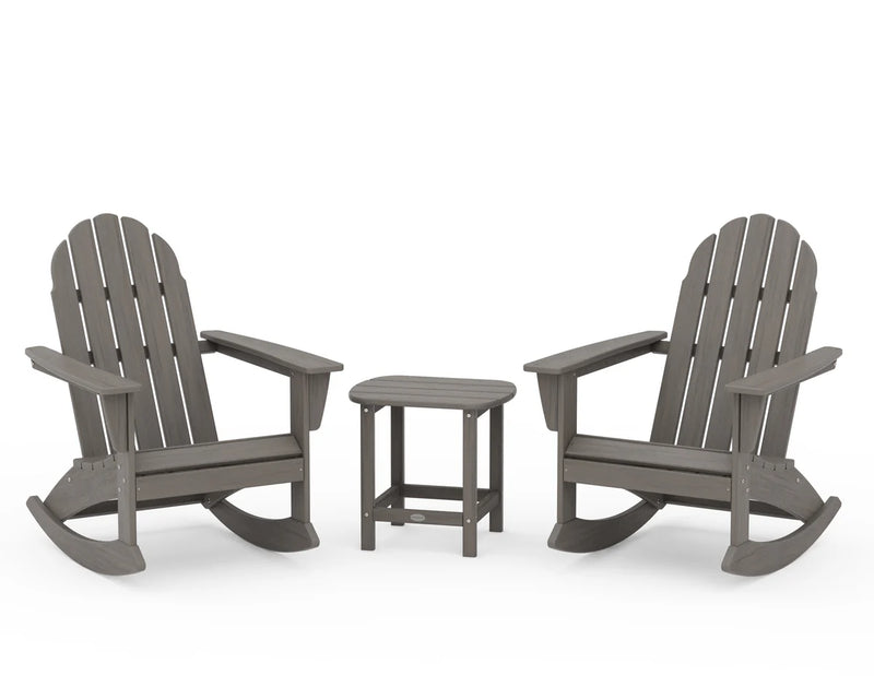 Vineyard 3-Piece Adirondack Rocking Chair Set with South Beach 18" Side Table