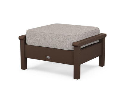 POLYWOOD® Harbour Deep Seating Ottoman in Mahogany / Weathered Tweed