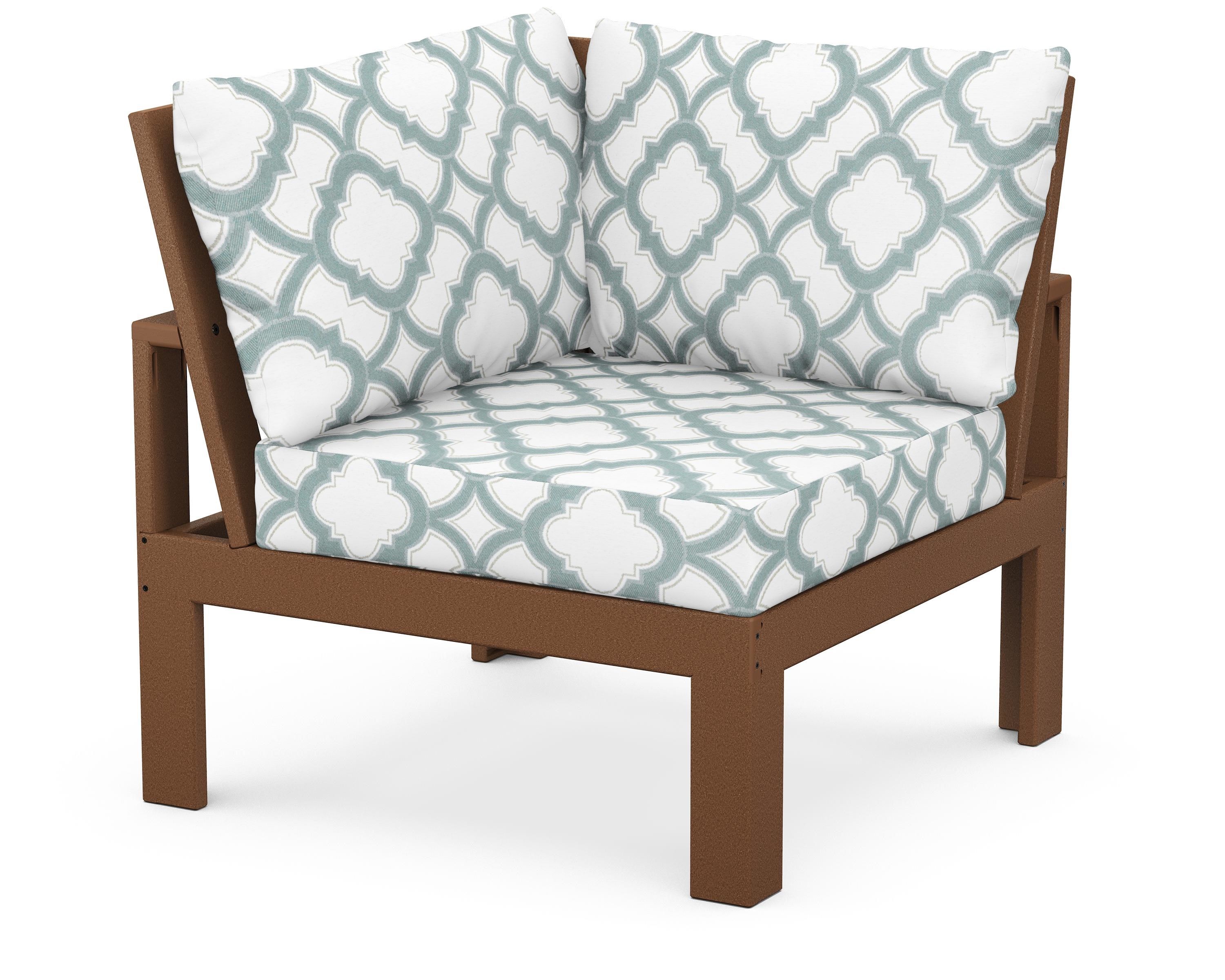 Unbranded Modular Corner Chair in Teak / Trellis Glacier Spa