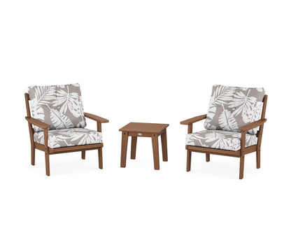 POLYWOOD® Prairie 3-Piece Deep Seating Set in Teak / Leaf Grey Mist