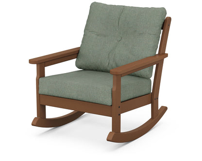 POLYWOOD® Vineyard Deep Seating Rocking Chair in Teak / Cast Sage