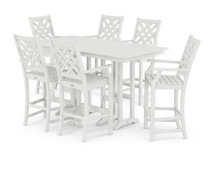 Country Living Wovendale Arm Chair 7-Piece Farmhouse Bar Set in White