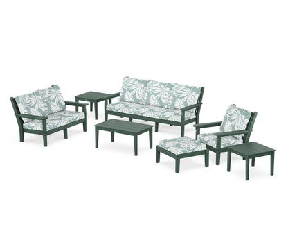 POLYWOOD® Chippendale 7-Piece Deep Seating Set in Green / Leaf Glacier Spa