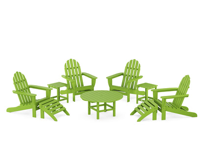 POLYWOOD® Classic Adirondack Chair 9-Piece Conversation Set in Lime