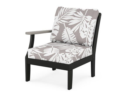 POLYWOOD® Braxton Modular Left Arm Chair in Black / Driftwood / Leaf Grey Mist