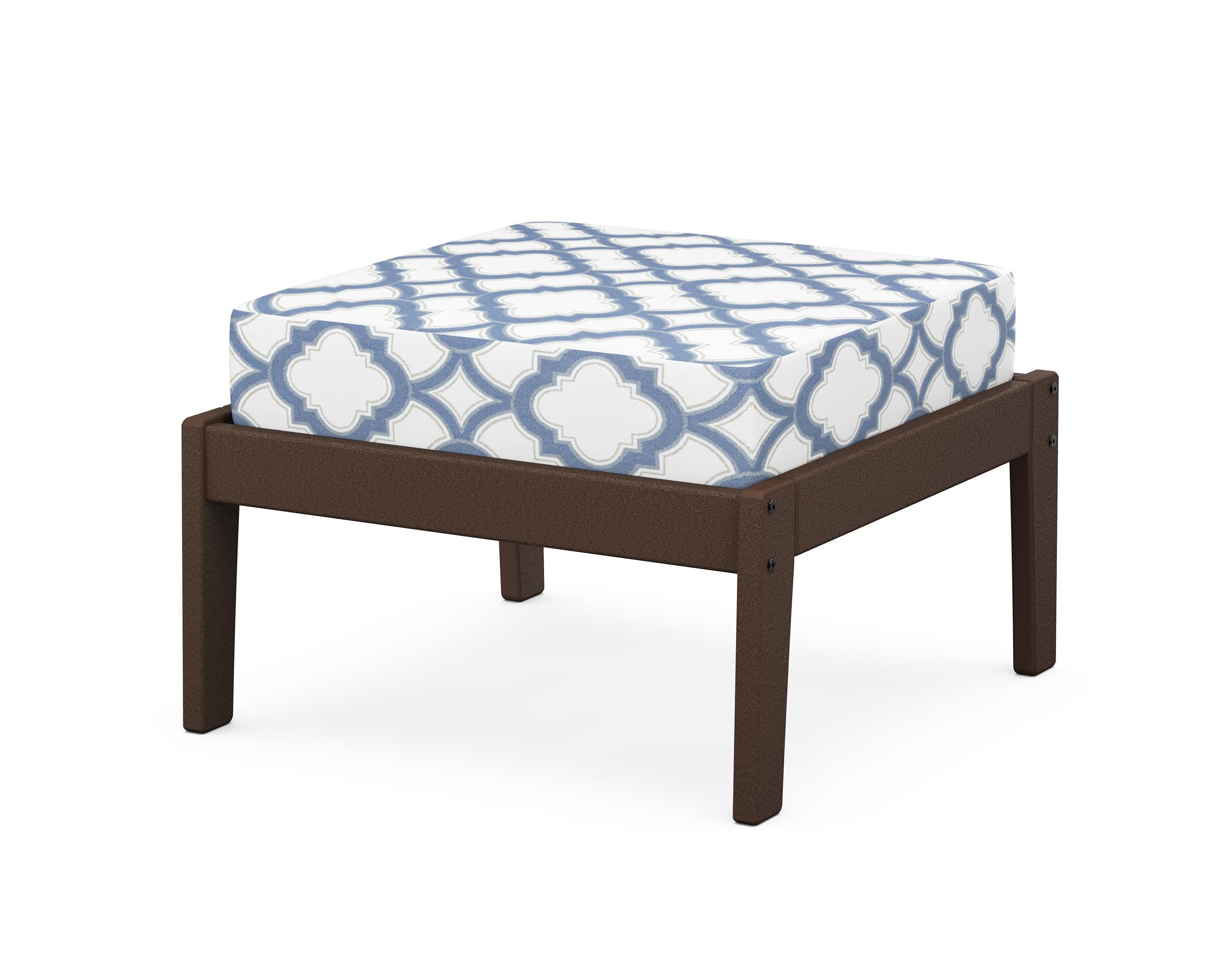 Unbranded Deep Seating Ottoman in Mahogany / Trellis Sky Blue