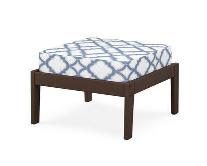 Unbranded Deep Seating Ottoman in Mahogany / Trellis Sky Blue