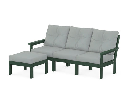 POLYWOOD® Vineyard 4-Piece Sectional with Ottoman in Green / Spa