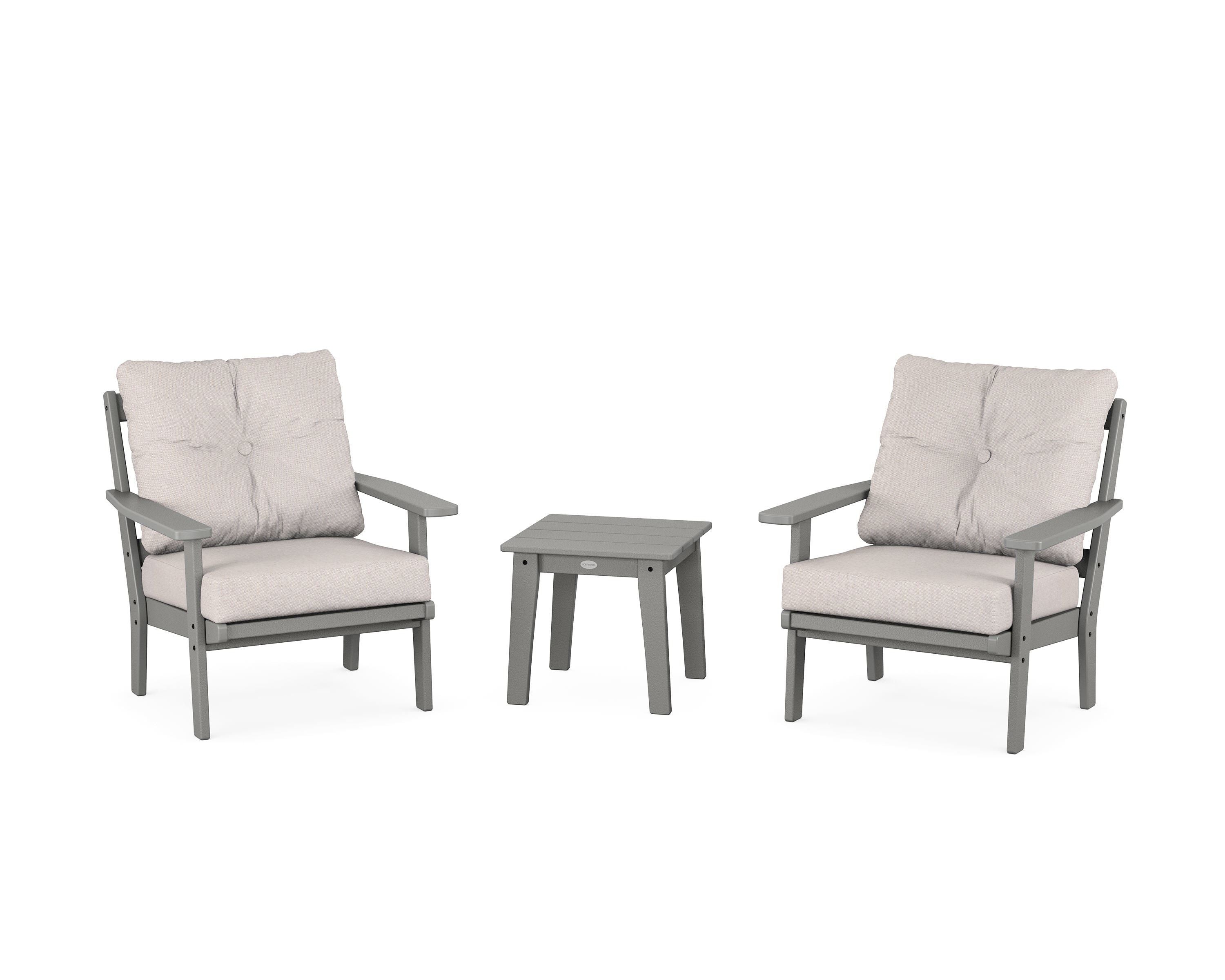 POLYWOOD® Prairie 3-Piece Deep Seating Set in Slate Grey / Dune Burlap
