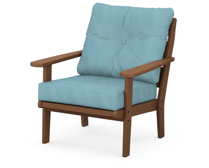POLYWOOD® Lakeside Deep Seating Chair in Teak / Lattice Sky Blue
