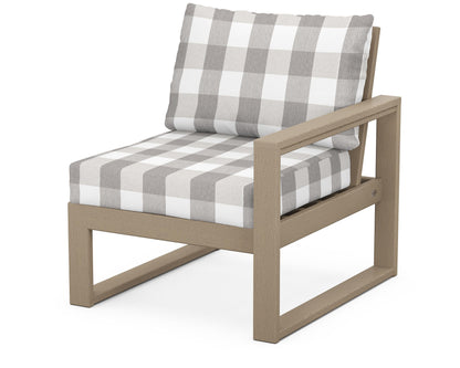POLYWOOD® EDGE Modular Right Arm Chair in Vintage Sahara / Buffalo Plaid Grey Mist
