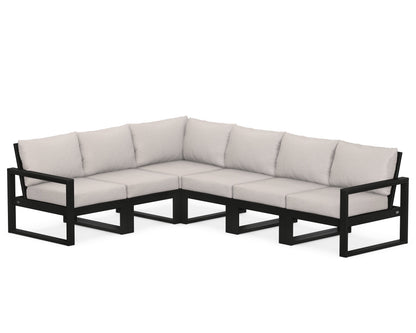 POLYWOOD® EDGE 6-Piece Modular Deep Seating Set in Black / Dune Burlap