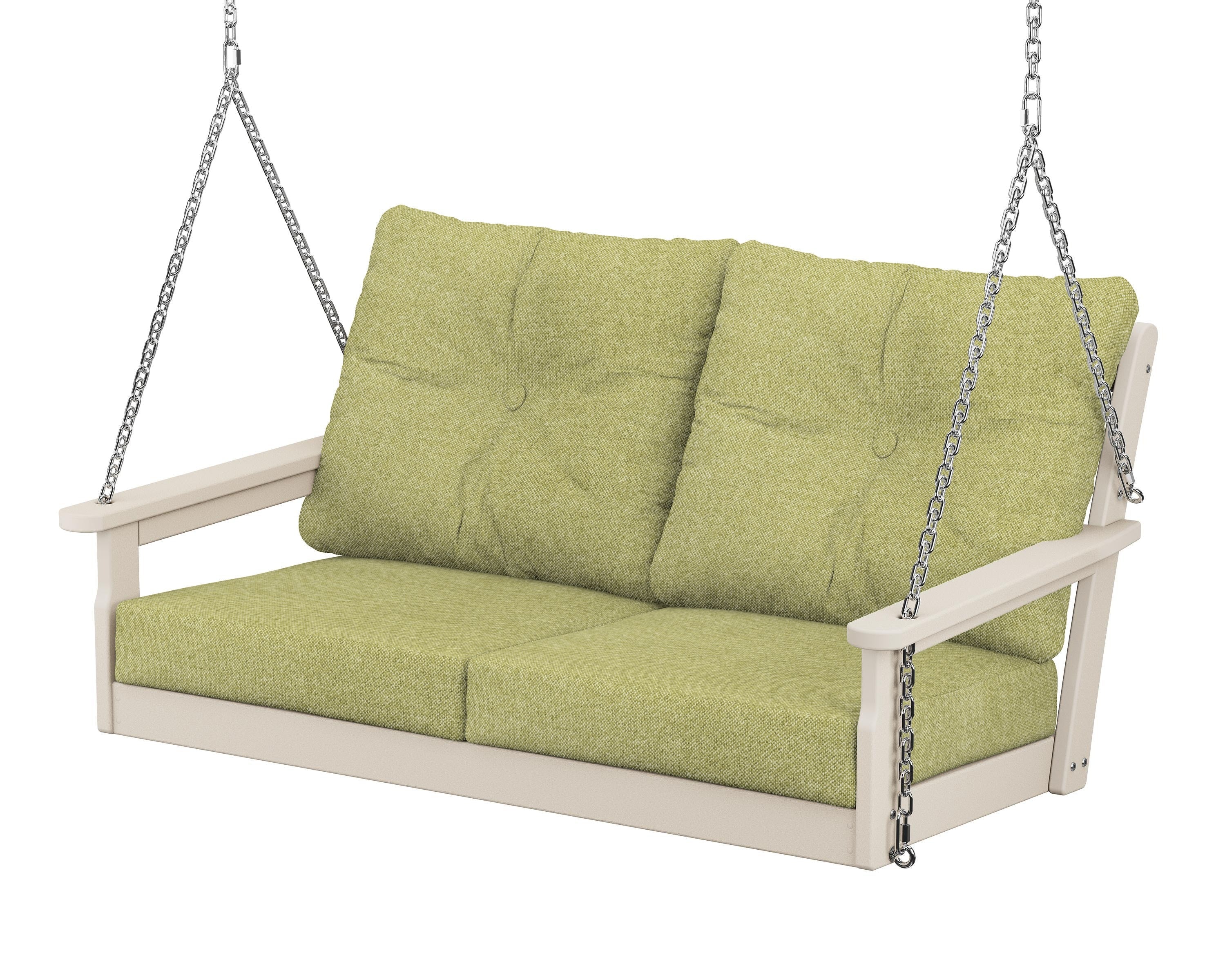 POLYWOOD® Vineyard Deep Seating Swing in Sand / Chartreuse Boucle
