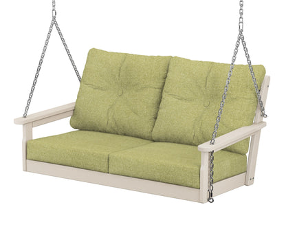 POLYWOOD® Vineyard Deep Seating Swing in Sand / Chartreuse Boucle
