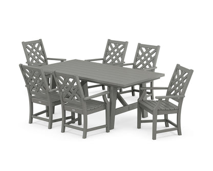 Country Living Wovendale Arm Chair 7-Piece Rustic Farmhouse Dining Set in Slate Grey