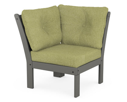 POLYWOOD® Vineyard Modular Corner Chair in Slate Grey / Chartreuse Boucle