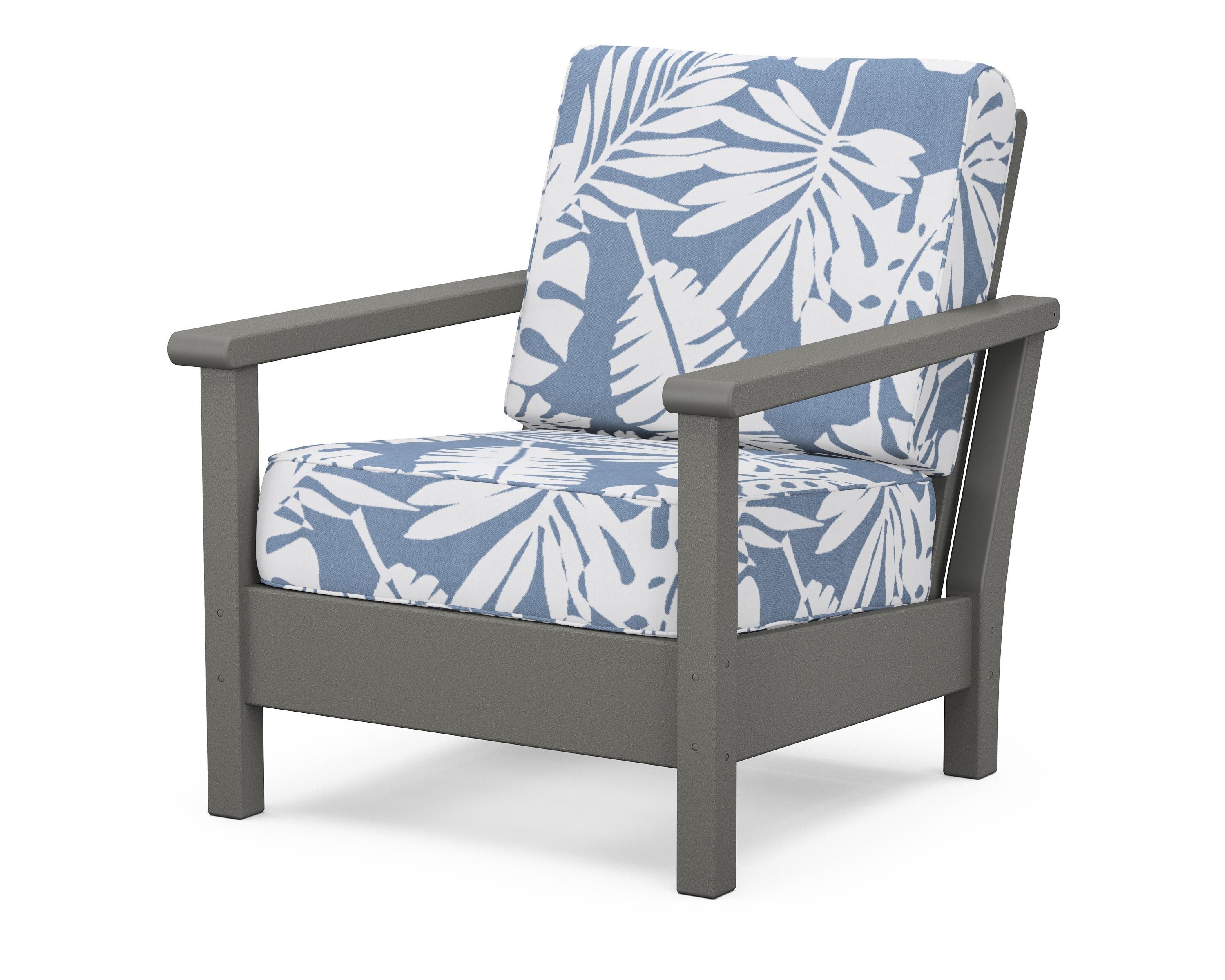 POLYWOOD® Harbour Deep Seating Chair in Slate Grey / Leaf Sky Blue