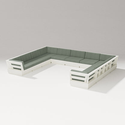 PW Designer Series Elevate Large U-Shaped Sectional in Vintage White / Cast Sage