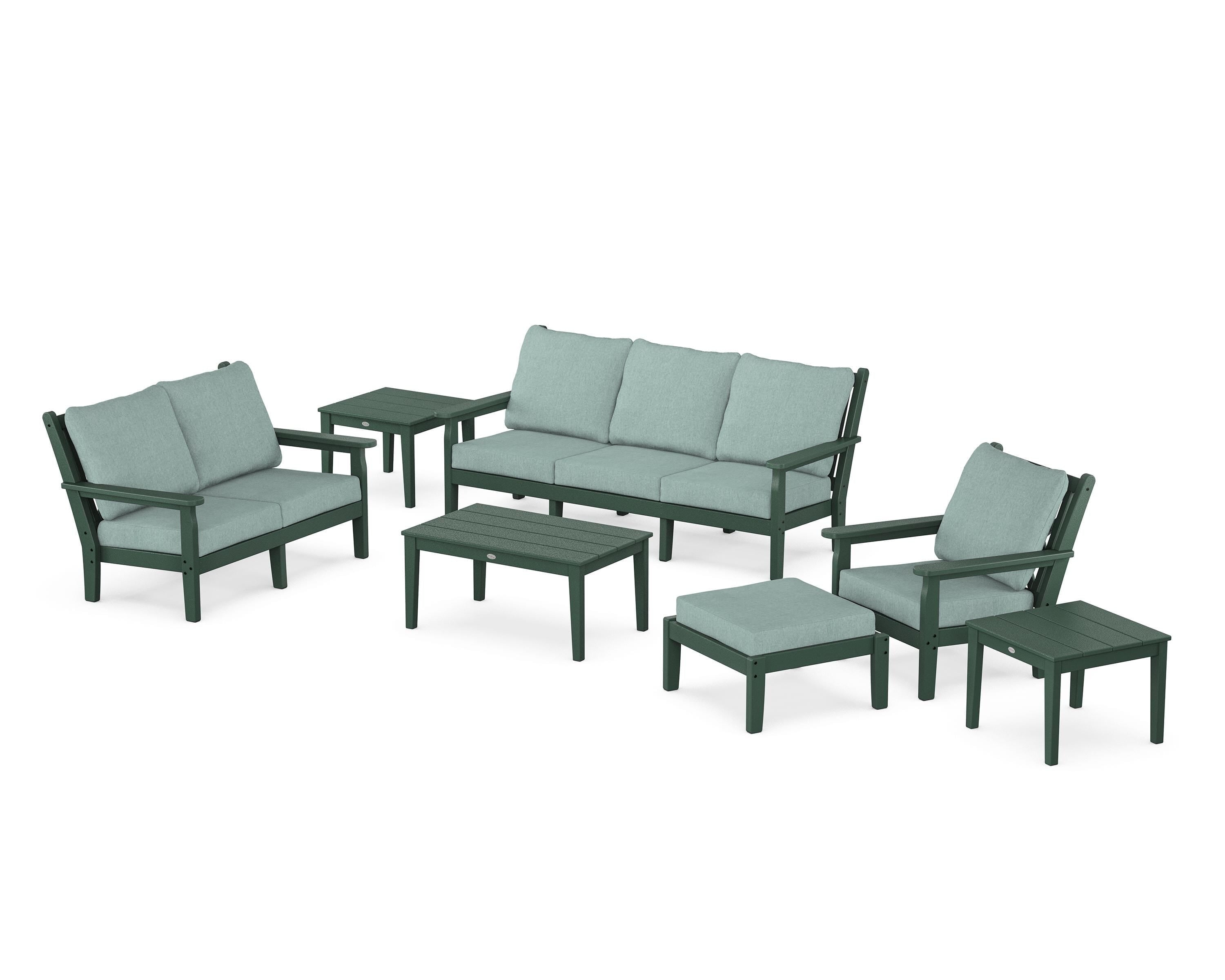 POLYWOOD® Chippendale 7-Piece Deep Seating Set in Green / Glacier Spa