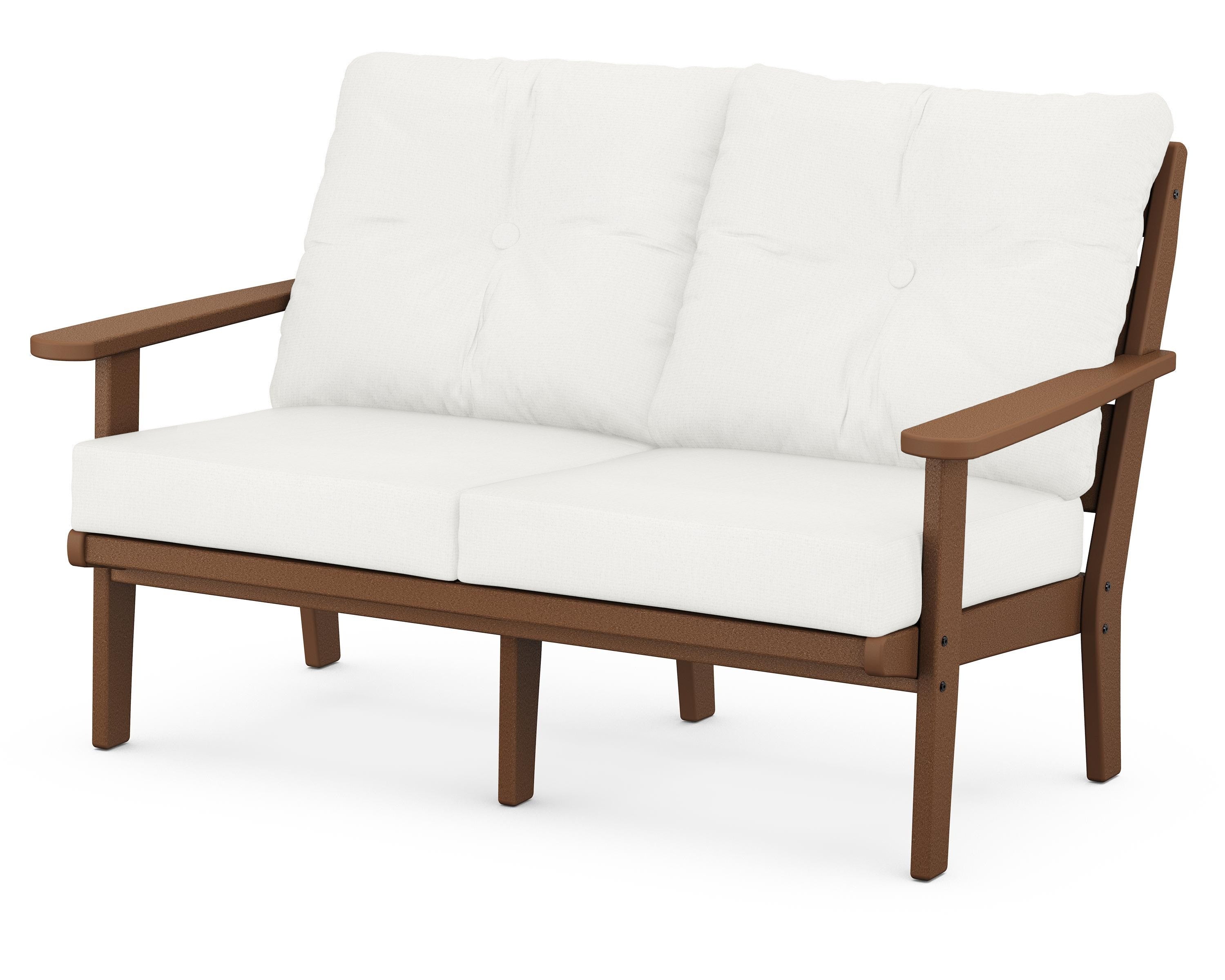 POLYWOOD® Lakeside Deep Seating Loveseat in Teak / Natural Linen