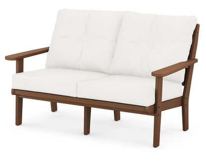 POLYWOOD® Lakeside Deep Seating Loveseat in Teak / Natural Linen