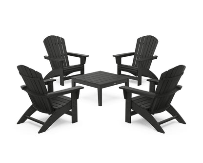 POLYWOOD® 5-Piece Nautical Grand Adirondack Chair Conversation Group in Black